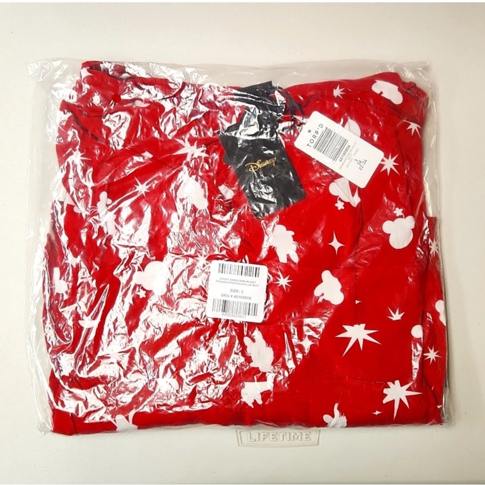 Torrid Disney Americana Mickey Friends Stretch Challis Button Front Romper Sz 3 - Picture 9 of 11